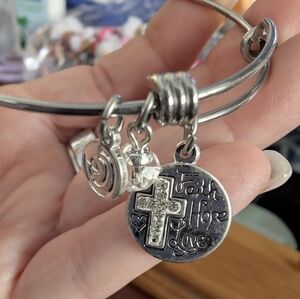 Silver Faith Hope Love Charm Bracelet